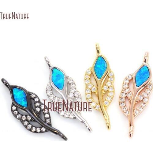 10Pcs Opal Clear Cz Micro Pave Pure Gold Color, Silver, Rose Gold, Gunmetal Feather Double Bail Pendant Online 8x20mm PC14005