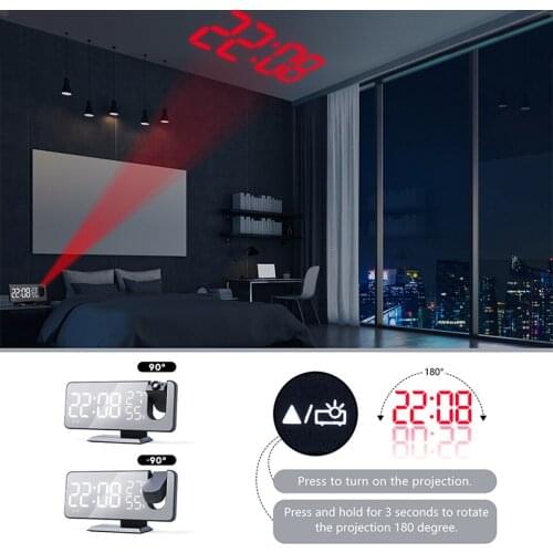 2021 Clock With Projection Digital Clock Projection Desktop Clock USB Wake Up LED Electronic Table Clock Forecast Alarm Clock