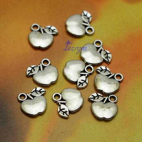 30pcs/lot--10x10mm, Antique silver plated Apple Charms ,DIY supplies, Jewelry accessories