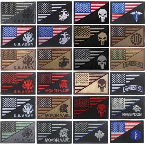 3D Embroidered patches Badges American ARMY Tactical Flag skull patches Sparta patches Tactical Military Fighting spirit Patches