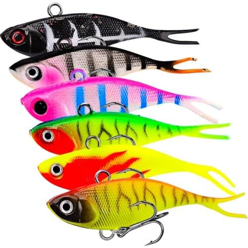 6Pcs Soft Plastic VIB Blade Lure Fishing Jigging Artificial Bait Sinking Crankbait Wobbler Minnow Pesca Tackle 6.8cm 9g