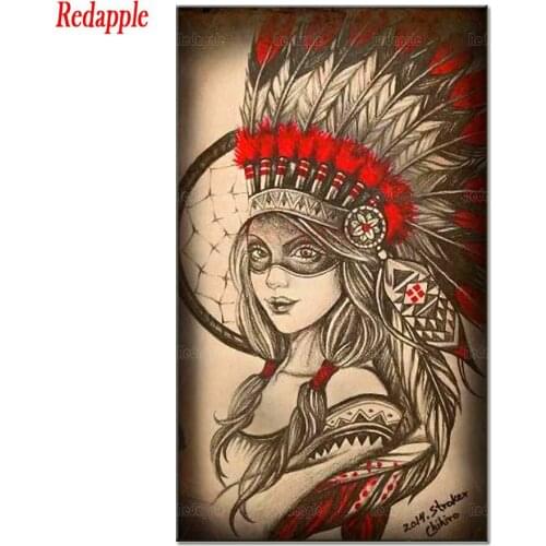 5d diy Diamond Painting Cross Stitch Embroidery Indian girl full Rhinestone Mosaic cartoon Dreamcatcher new home Decor wall arts