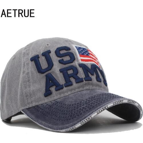 AETRUE New Vintage Baseball Cap Men USARMY Snapback Bone Women Hats For Men Casquette Gorras Cotton Letter Trucker Dad Hat Caps