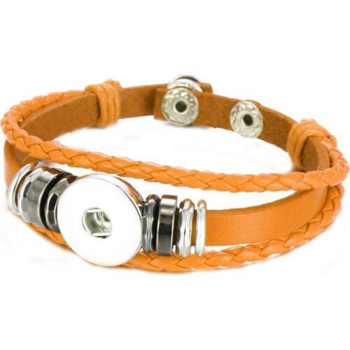 Leather retro 18mm snap button bracelet DIY jewelry FG001