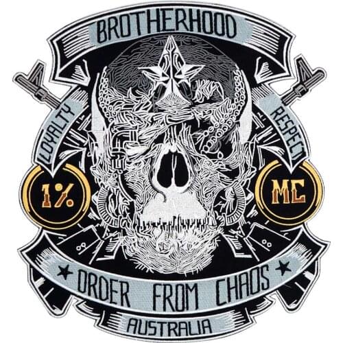 Brotherhood motorcycle backing Embroidered Sewing Label punk biker Patches Clothes Stickers Apparel Accessories Badge