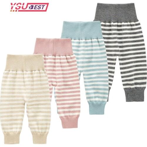 Newborn Trousers Girls Knitting Cotton Leggings Baby Girl Infant Boys Striped Pants Autumn Spring New PP Pants