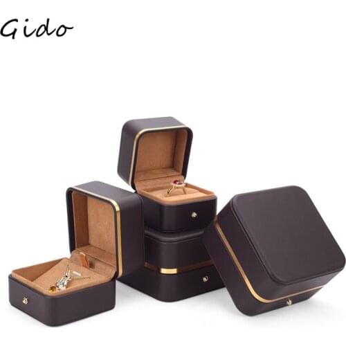 Watch Bracelet Jewelry Organizer Display Black Box Leather Ring Box Wedding Single Ring Brooch Necklace Box