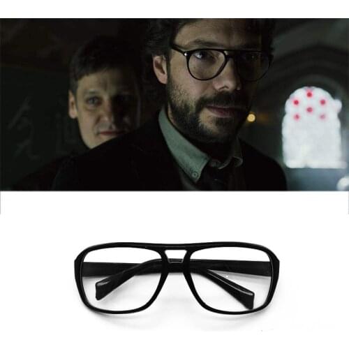 Black Eyewear La casa De papel Money Heist El Profesor Eyewear Sergio Marquina Glasses Cosplay Mask Prop Accessories