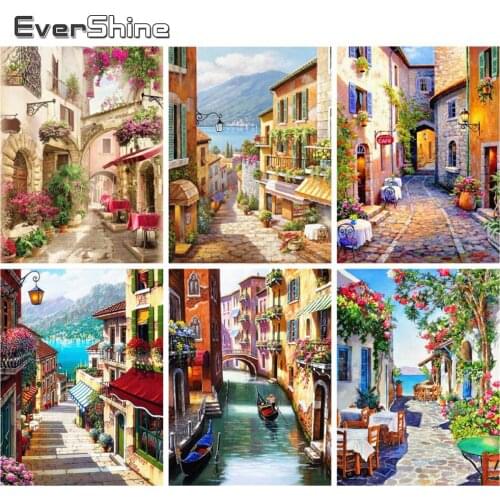 EverShine Diamond Painting Landscape Rhinestones Art Diamond Embroidery Street Cross Stitch Bead Picture Kits Wall Decoration