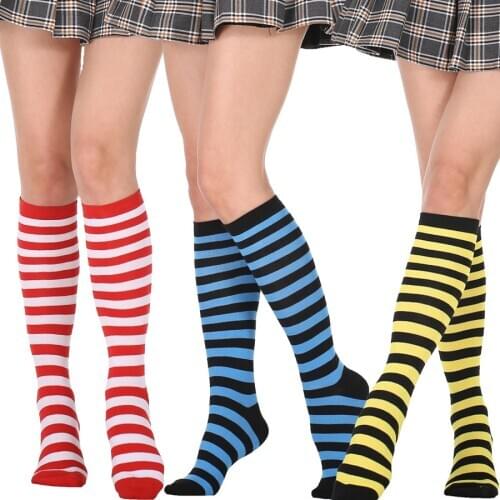 2020 New Arrival Rainbow Stripe Long Socks Women High Quality Cotton Kawaii Girls Calf Thigh High Socks Fashion Sexy Knee Socks