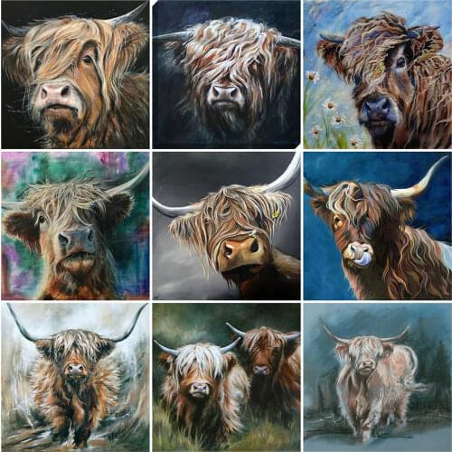 HUACAN Full Square Drill 5D DIY Diamond Painting Cow Animal Diamond Embroidery Cattle Cross Stitch Mosaic Rhinestone Crafts Gift