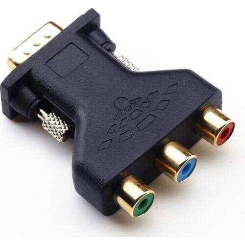 HWEXPRESS Hot 15 Pin VGA Male to 3 RCA Female M/F Adapter Connecter Converter Black