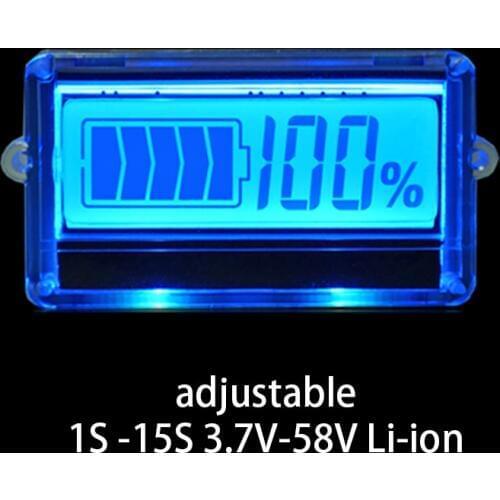 TH01 LCD 1S 2S 3S 4S 5S 6S- 15S Lithium Battery Capacity Indicator Blue Display Lipo li-ion Adjustable Remaining Detector Tester