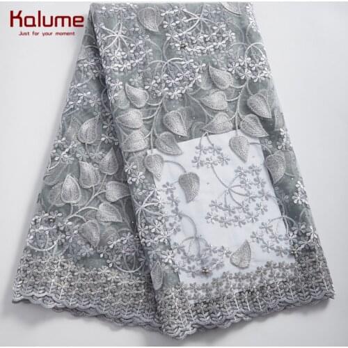 Kalume African Lace Fabric Stones French Tulle Lace Fabric High Quality Nigerian Mesh Lace Fabric For Dress Party Wedding H2369