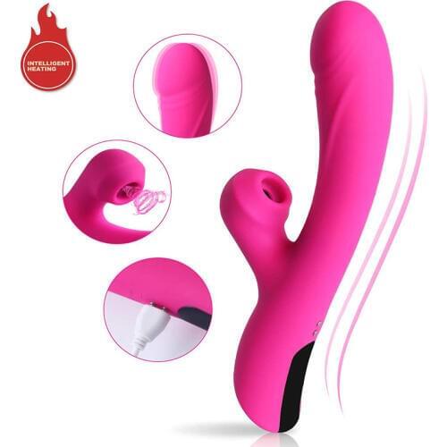 Clitoral Sucking Vibrator for Women, Heating Dildo Vibrator G Spot Clitoris Anal Massager Adult Sex Toys Rechargeable Waterproof
