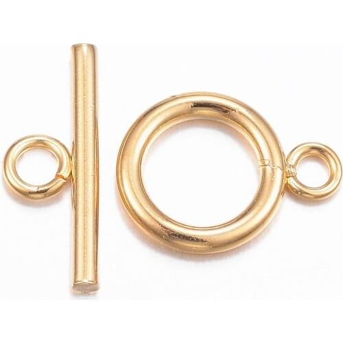 5 Sets Golden 304 Stainless Steel Toggle Clasps Findings For DIY Crafts Bracelet Jewelry Making Ring 16x12x2mm Bar 18x7x2mm