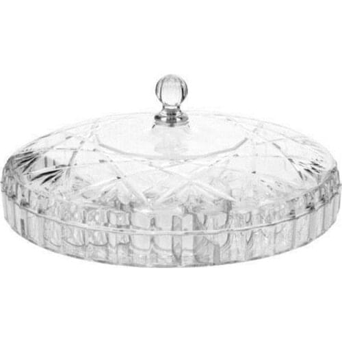 Round Candy Snack Tray with Lid Fruit Picnic Food Dishes Pastry Box Cake Display M68E