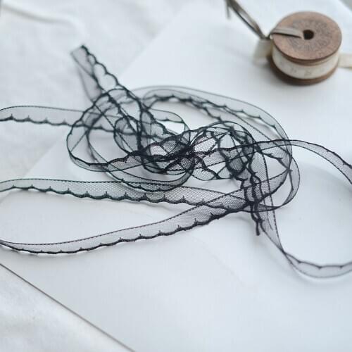 1M Embroidery Lace Fabric 1.2cm Applique Laces Black Mesh Lace Collar Ribbon Dress Sewing Accessories Trimmings dentelle LP26