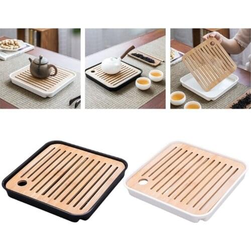 Square Simple Dry Soak Tea Tray Eco-Friendly Wooden Drainage Water Storage Kung Fu Tea Board Table High Quality Teaware