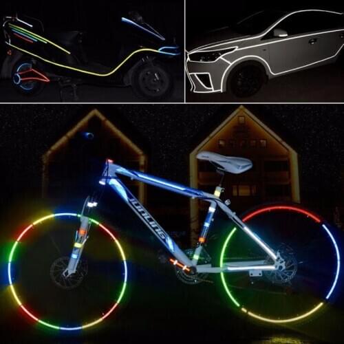 8 Colors Fashion Bike Reflective Stickers Fluorescent Decals MTB Bike Sticker Cycling Wheel Reflective Tape Bicycle Accessories
