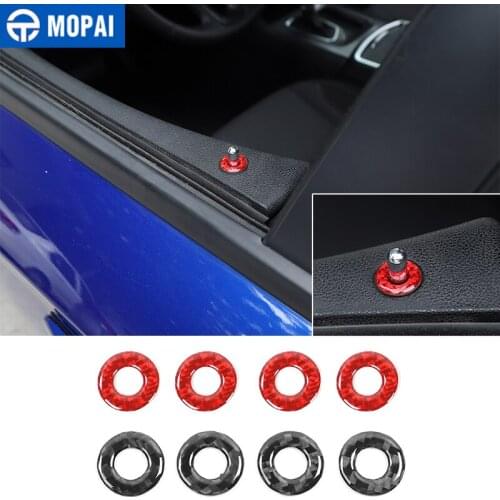 MOPAI Interior Mouldings Carbon Fiber Car Door Bolt Decorative Ring Cover Stickers for Dodge Charger 2015+ Accessories