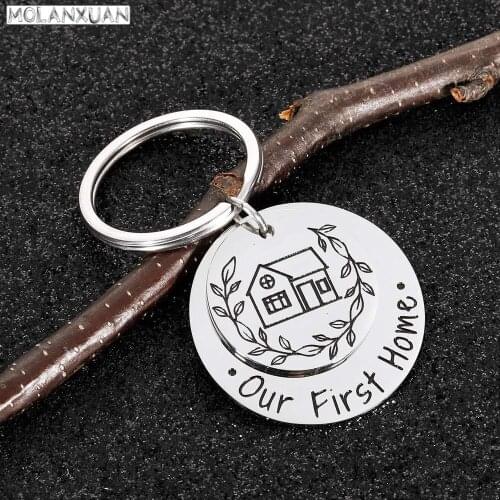 Our First Home Gift Keychain New Home Housewarming Gift for New Homeowner Moving House Keyring Jewelry Presents for Men Women