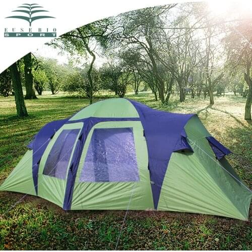 Ultralarge Ventilated 8-12 Person Use Tent Waterproof Anti-UV Double Layer Circulation Large Gazebo Sun Shelter Outdoor Camping