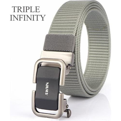 Fashion Business Mens Belt Convenient Metal Automatic Buckle High Quality Weave Nylon Trousers Belt Male Working Tactical Belts