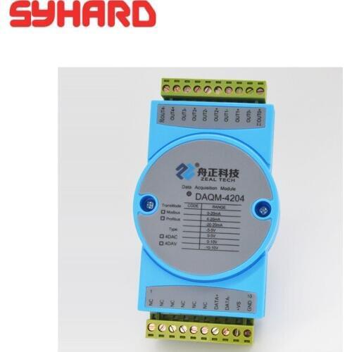 RS485 to analog output module 4-way/channel AO voltage current DA MODBUS to 4-20ma signal DAQM4204