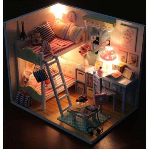 DIY DollHouse Miniatura With Furniture House 3D Wooden Doll House Hanmade Model Toys Gift For Kids Sentimental Memories D014