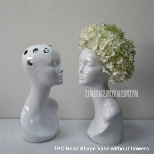 Modern Abstract Art Creative Human Model Head Flower Vase Ornaments Club Office Hotel Library Furnishings Home Decoration