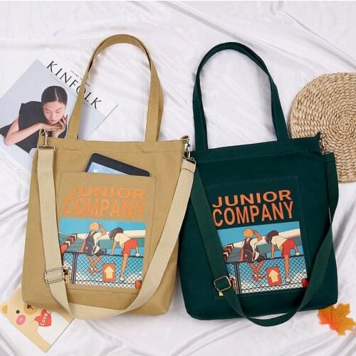 2021 Womens Canvas Bag Shopper With Anime Wallet Zipper Shoulder Bag for Girls Female Crossbody Tote Bag Designer Brand Handbag