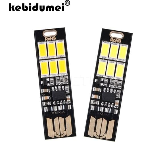 Kebidumei 1pcs Portable Mini USB 6 LED Lamp Bulb 1W 5V Touch Dimmer Warm/pure white Light Night for Power Bank Computer Laptop