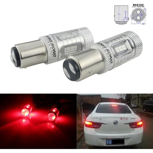 ANGRONG 2x 566 P21/4W 1122 BAZ15d 15W LED Side Stop Tail Brake Light Bulbs Red(CA314)