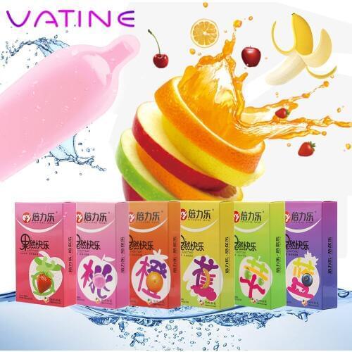 VATINE 10 Pcs/Box Ultra Thin Lubricated Condoms Ejaculation Delayed Sex Toys for Men Fruit Flavor Smooth Male Condom
