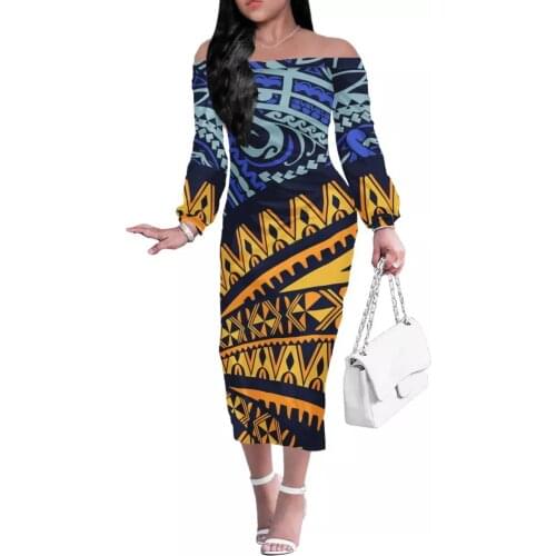 HYCOOL 2021 Off Shoulder Women Elegant Dress Autumn White Black Polynesian Dress Midi A Line Backless Party Dresses Ladies