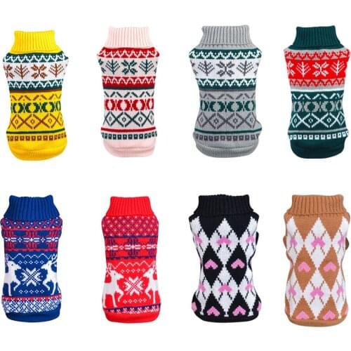 Winter Dog Cat Clothes Cartoon Warm Pet Sweater For Small Medium Dog Warm Christmas Costume Knitting Sweater For Yorkie Dogs