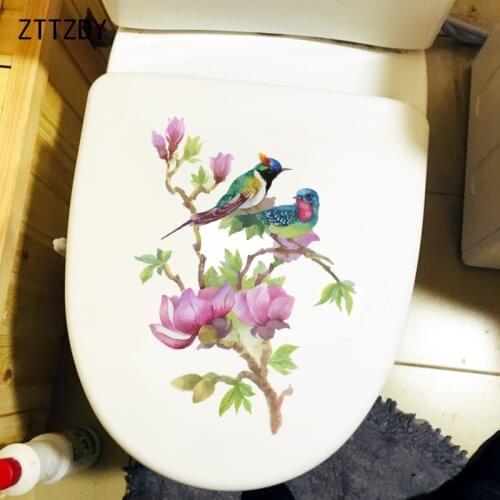 ZTTZDY 19.6CM×26.1CM Classical Bird Plant Home Accessories Bedroom Wall Sticker WC Toilet Decals T2-0823