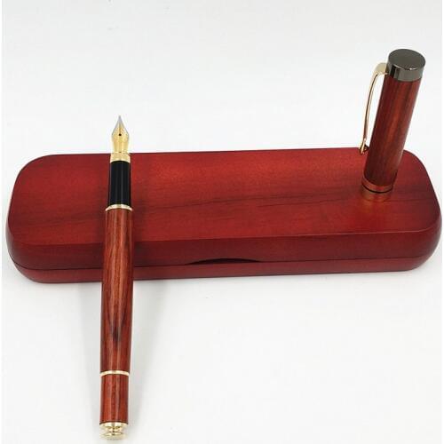 1 Set Creative Rosewood Fountain Pen and Wooden Pen Box 0.7mm Iraurita Nib for Business & School as Luxury Gift