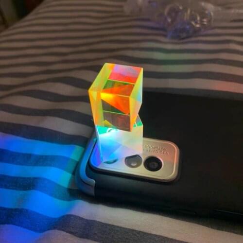 1pcs 20*20*17mm/0.78*0.78*0.66in Creative Photography of Rainbow Glass with Light Cube Colour Splitting Prism Cube Prism
