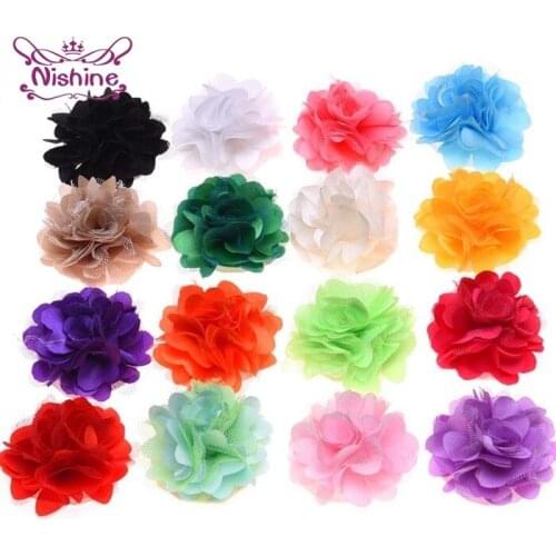 10pcs/lot 5 CM Solid Color Fabric Flower for Girl Headband Hair Clip DIY Clothes Caps Headwear Hair Accessories Party Decoration