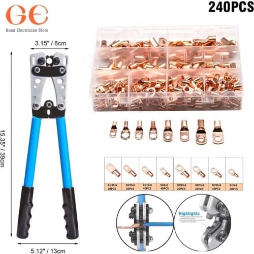 240 PCS Copper Lug Ring Wire Connectors Bare Cable Electric Crimp Terminal SC6-25 wire connector electrical connector ring