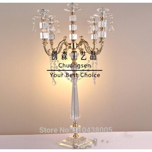 5 Heads Metal Candelabra Candle Holders Road Lead Table Centerpiece Gold Candelabrum Metal Stand Pillar Candlestick Centerpiece