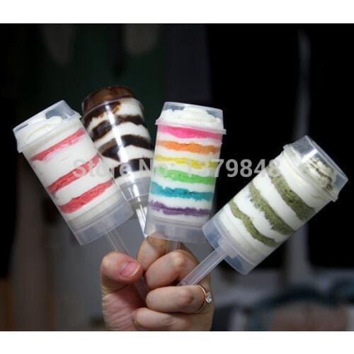 50pcs/set Round Shape Chocolate Cake Push Pops for making pops Cupcake Liners Muffin Plastic Cake Push Pop Containers