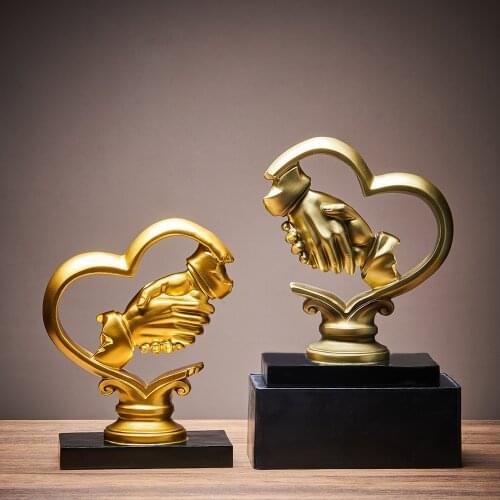 Abstract Shake Hands Ornament Modern Home Decor Cooperation Resin Sculpture Office Bookshelf Decor Handicraft Desktop Decor Gift