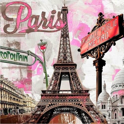 Yumeart 5D DIY Diamond Painting New Square Drill Rhinestones Paris Eiffel Tower Mosaic Diamond Embroidery Landscape Needlework