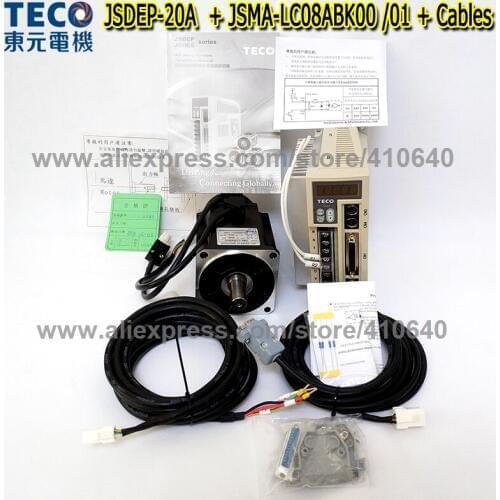 Genuine TECO 750W Servo Motor JSMA-LC08ABK01 or 00 And Servo Motor Drive JSDEP-20A with Cables MORE RELIABLE QUALITY AND SERVICE