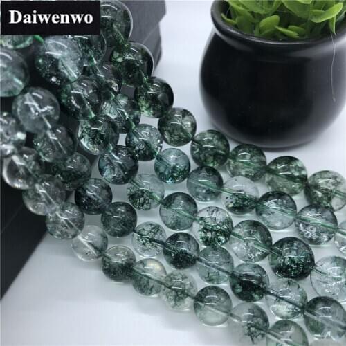 Green Phantom Crystal Beads 6-14mm Round Natural Loose Stone Bead Diy Necklace