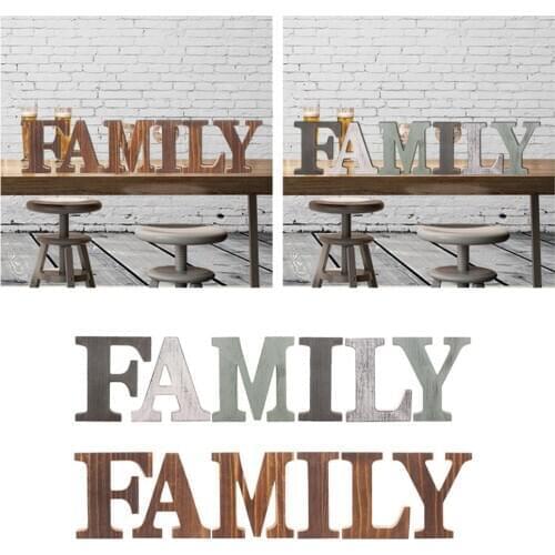 Rustic Wood Family Sign Decor, Decorative Word Signs, Freestanding Cutout Word Table Decor Centerpiece