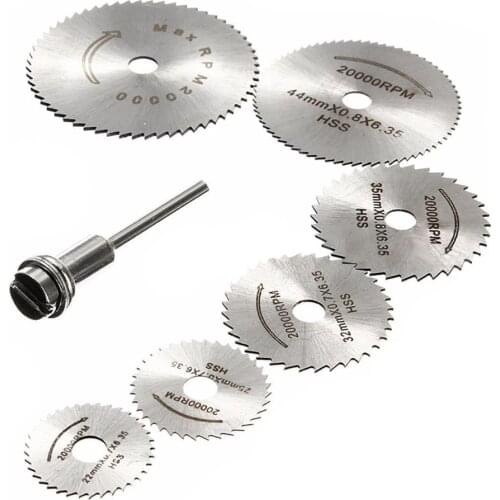 7Pcs HSS Circular Wood Cutting Saw Blade Discs Mandrel Mini Drill For Rotary Tool